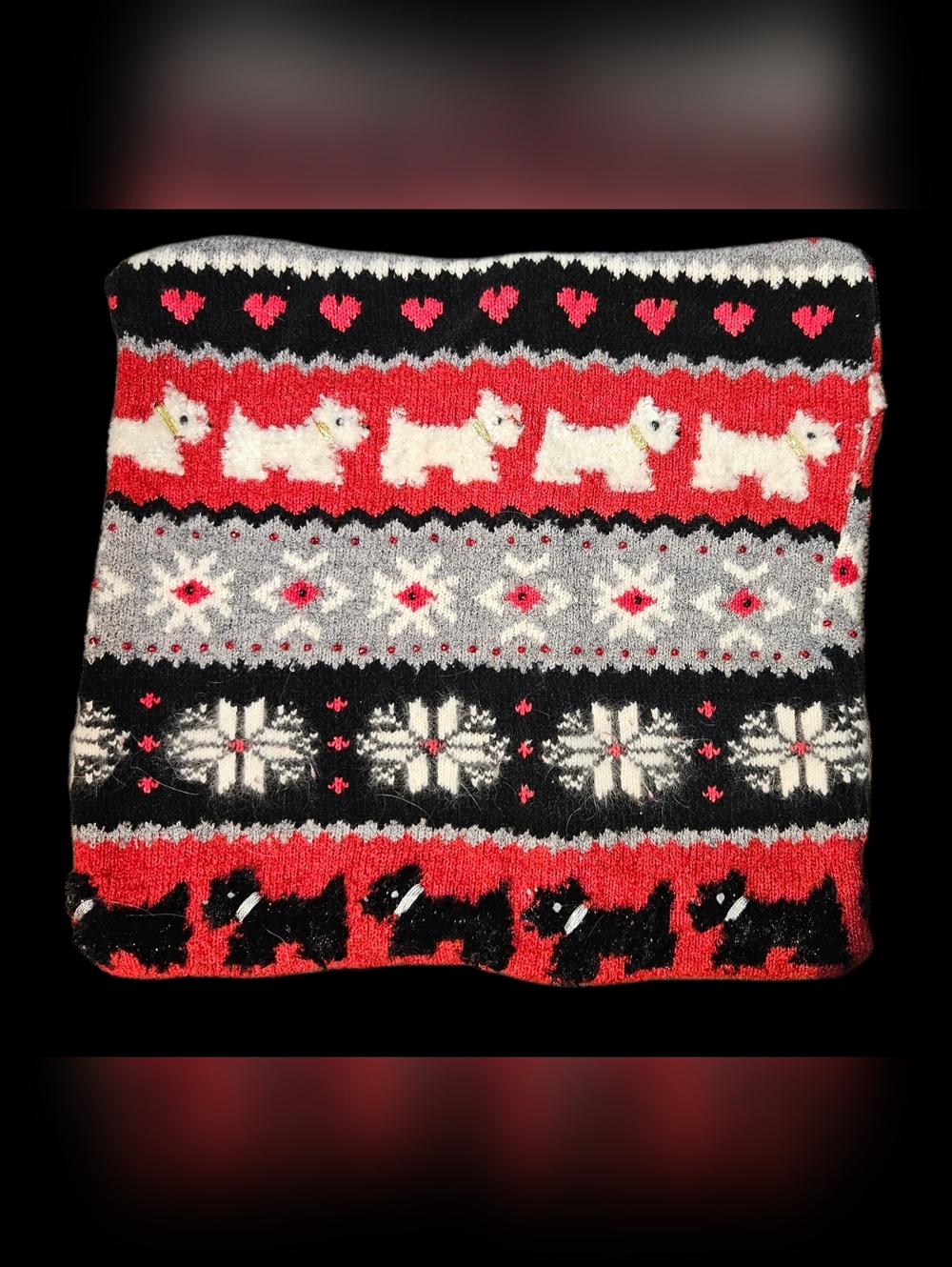 16" Handmade Scotty Dog  Pillow Cover